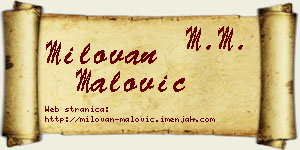 Milovan Malović vizit kartica